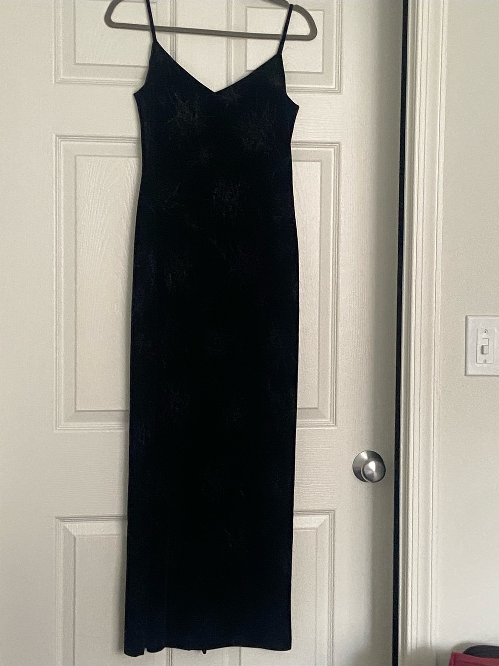 Classic Black Velvet Slip Dress with Spaghetti Straps